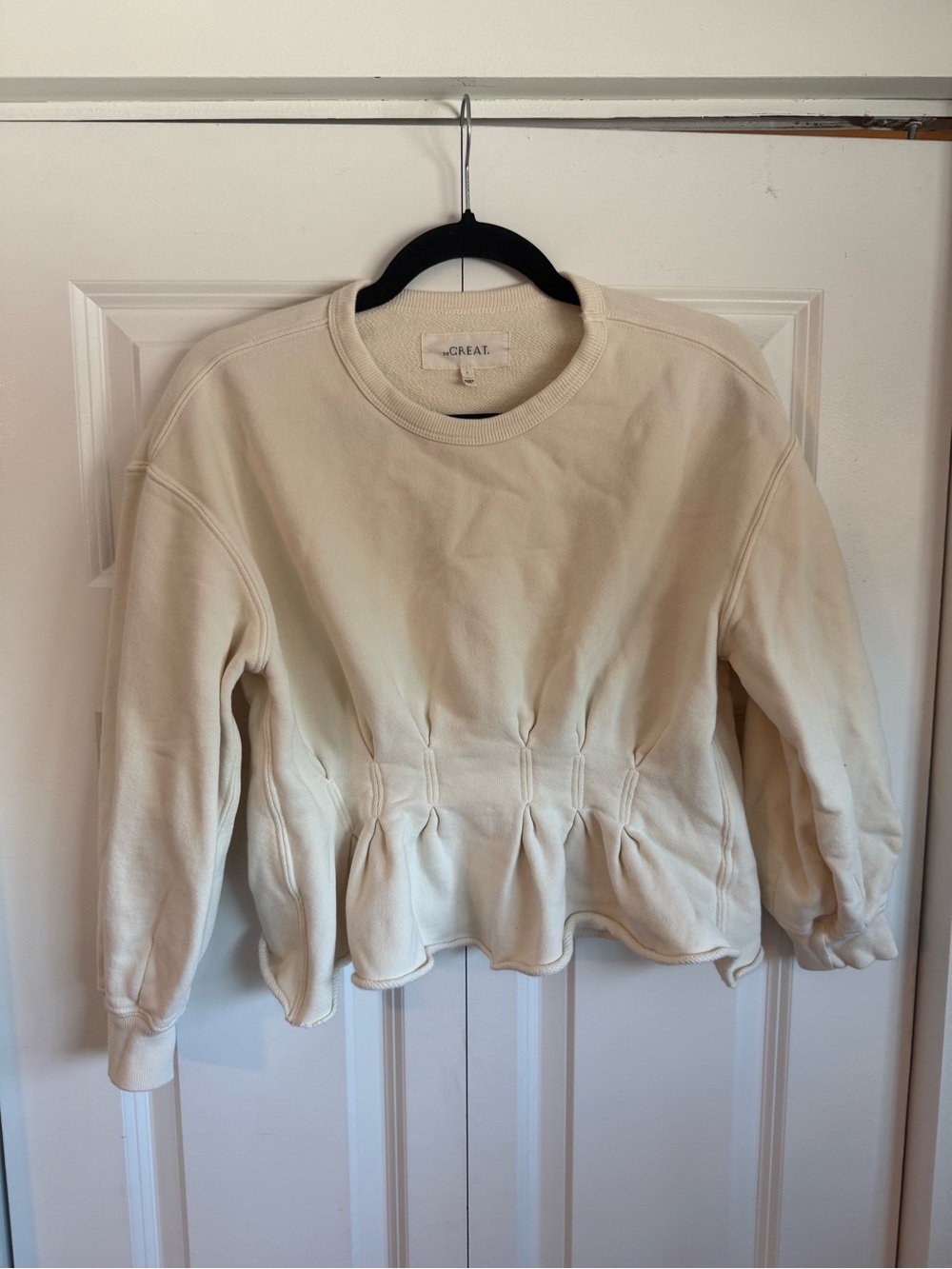 THE GREAT. Cream Cinched Waist Sweatshirt - Women